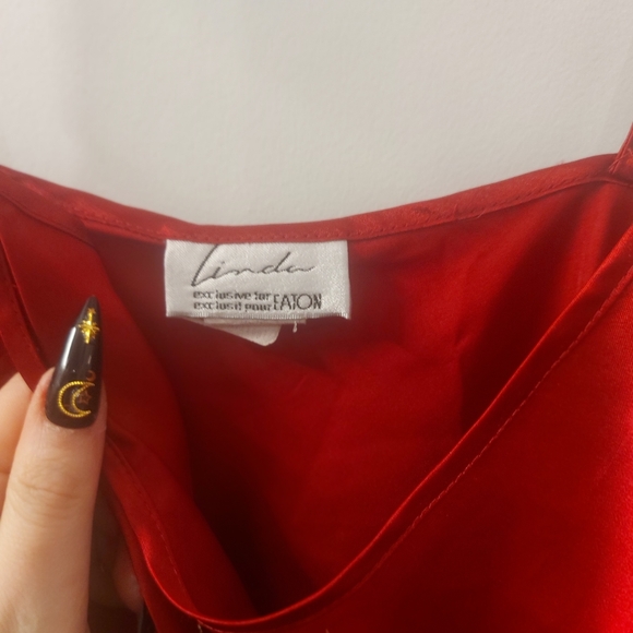 Linda by Eaton red silk slip dress - Picture 2 of 3